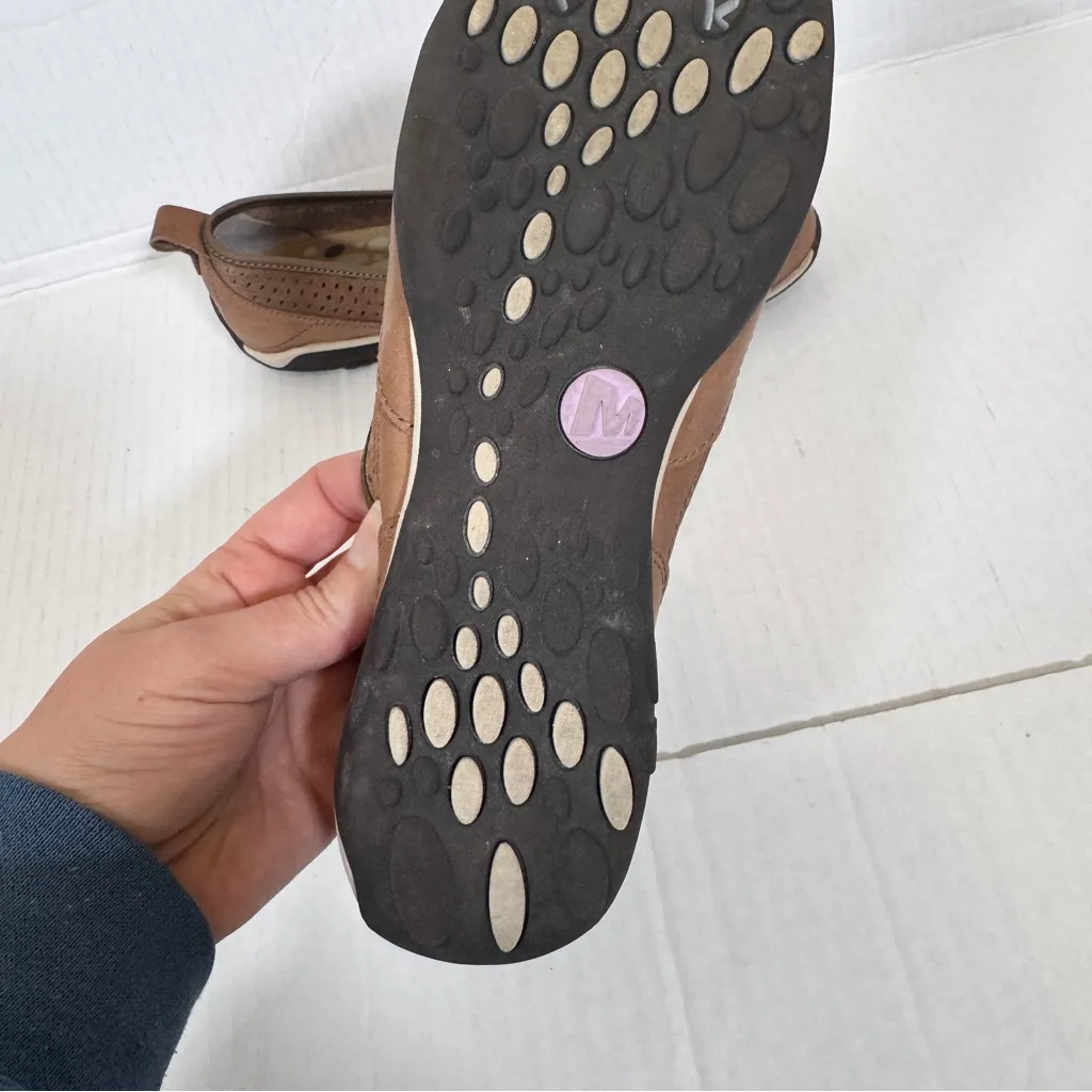 Merrell Brown Leather Loafer Flats Womens 7.5 Comfort Shoes Outdoors Gorpcore - Image 5