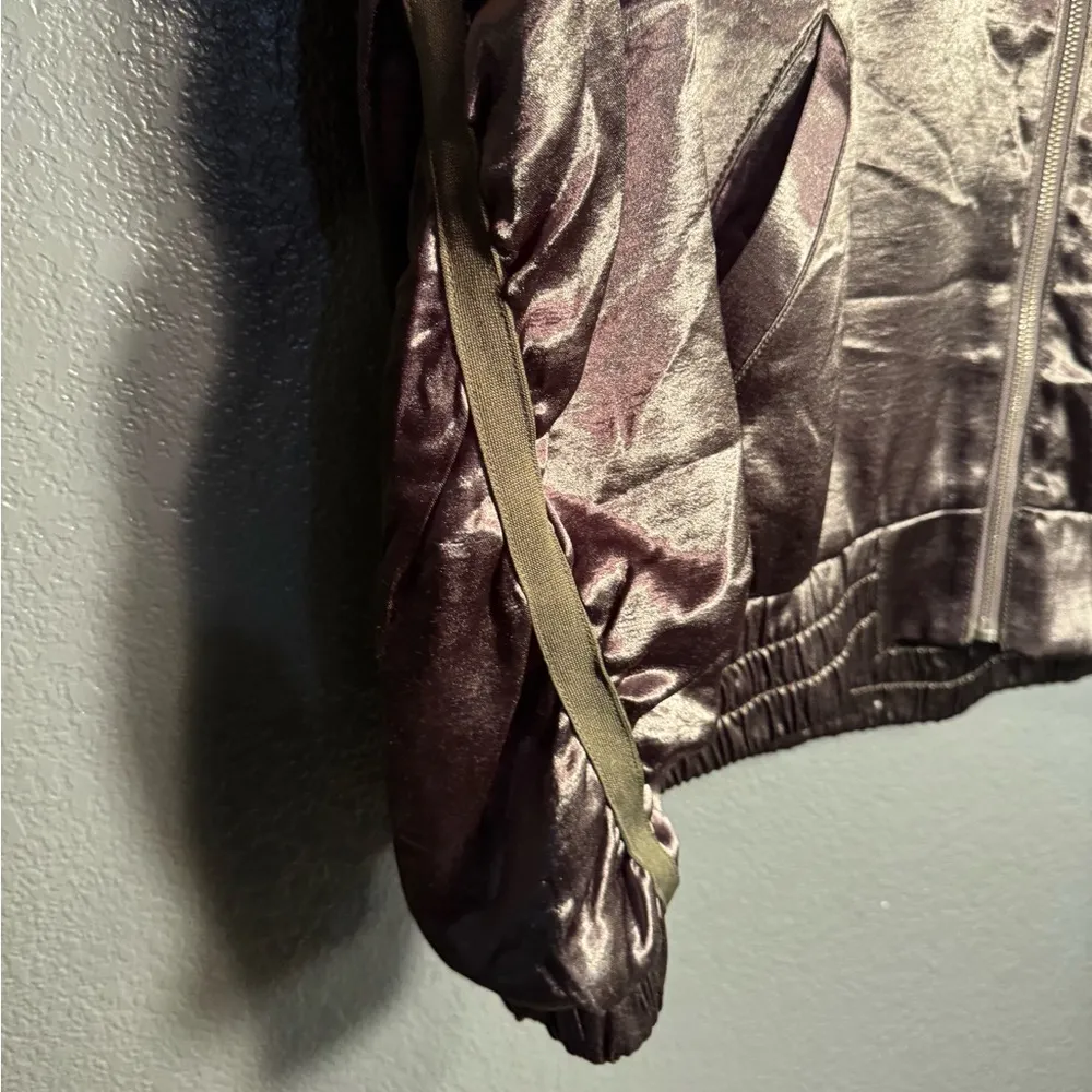 Free People Movement Womens Olive Green Bomber Knit Collared Jacket Size Medium - Image 4