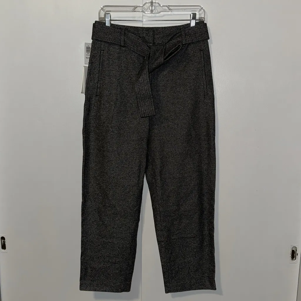 Wilfred Wool Jallade Belted Pants Women’s High Rise Trousers Size 10 Grey Tweed - Image 5