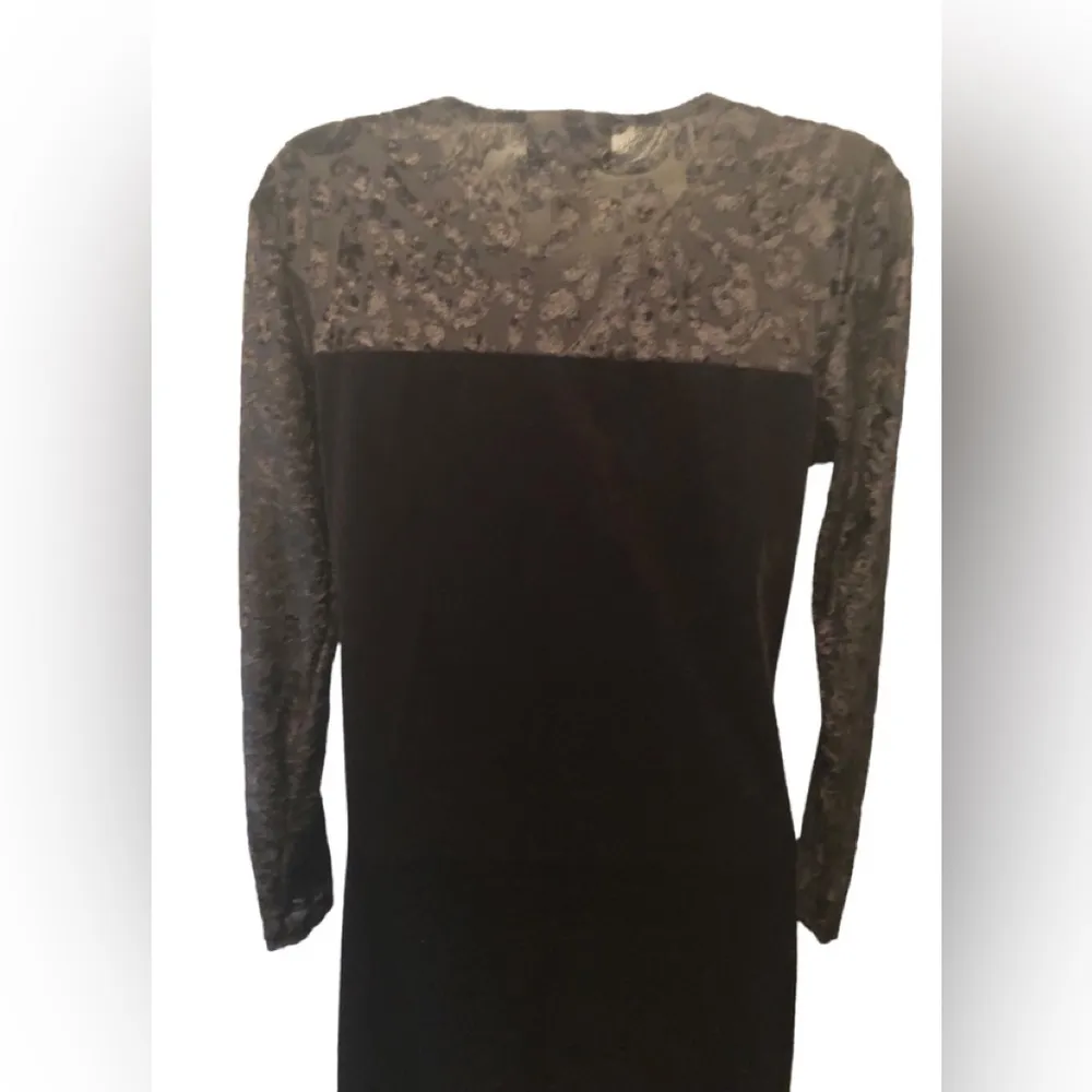 VTG  Color Authority Maxi Dress S Flocked Velvet Winter - Image 5