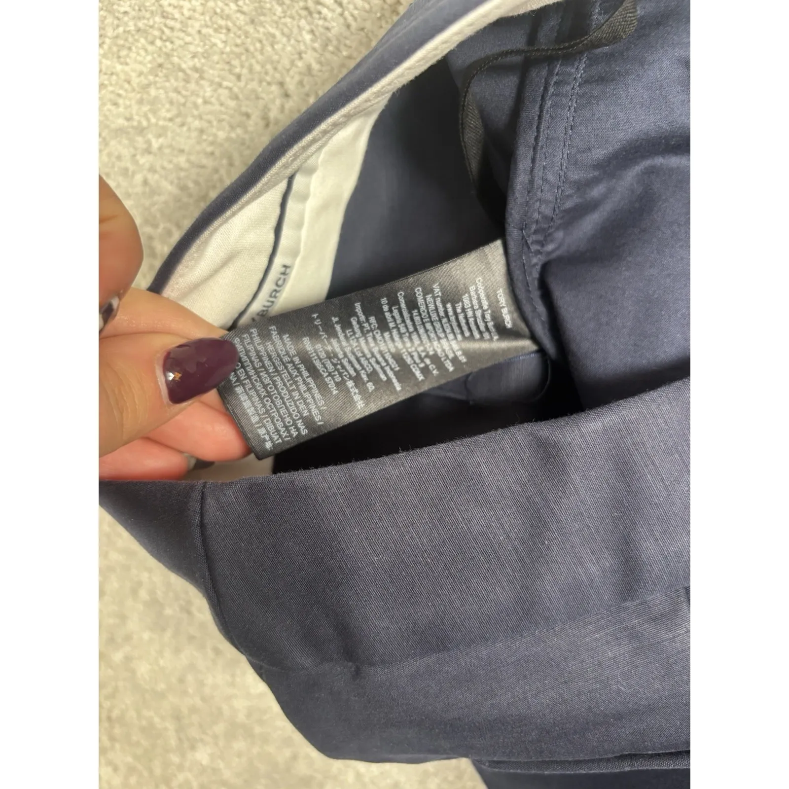 tory burch navy leg snap button mini flare crop trouser 6 Pockets Zip Button - Image 3