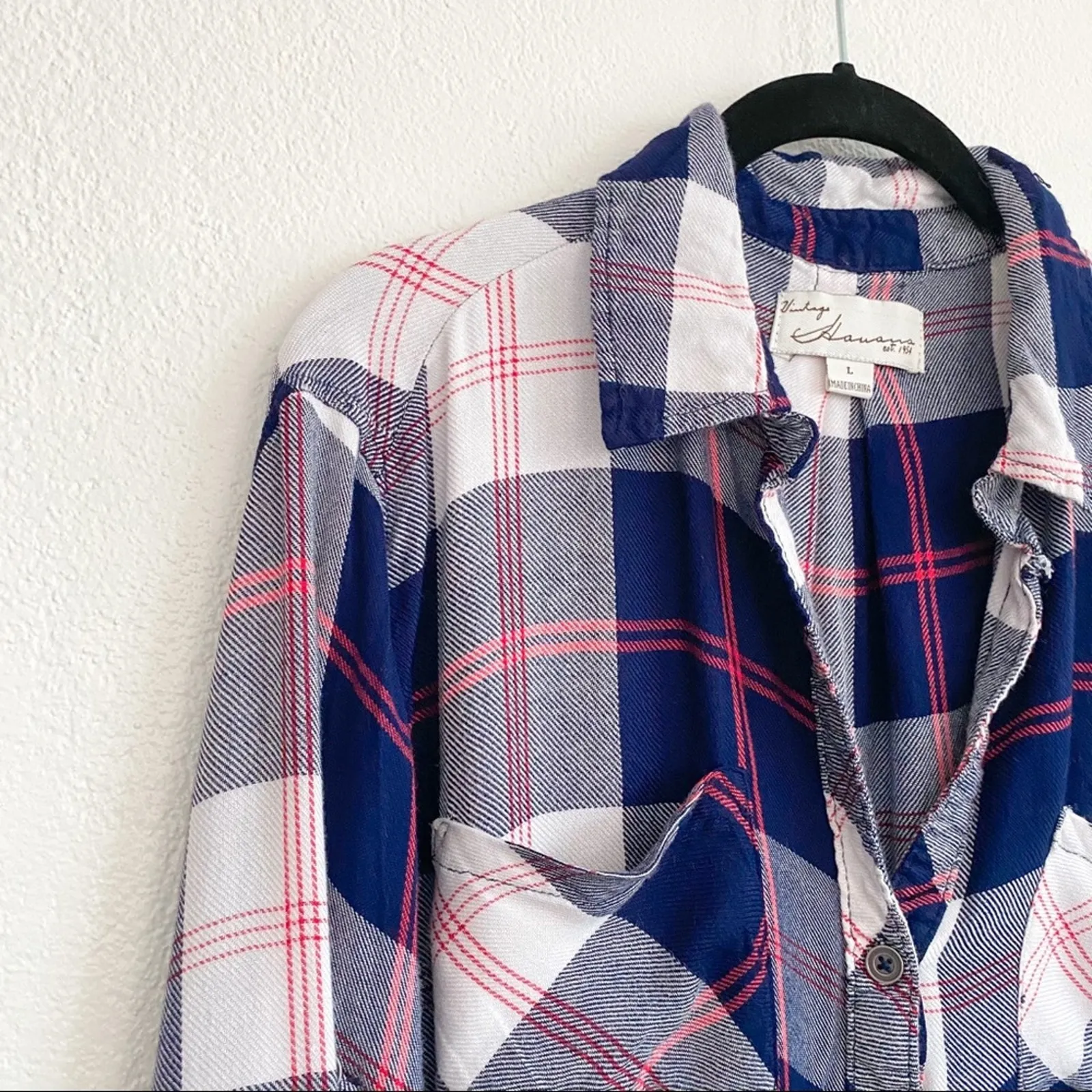 Vintage Havana Americana Plaid Fly Back Shirt Size Large - Image 5