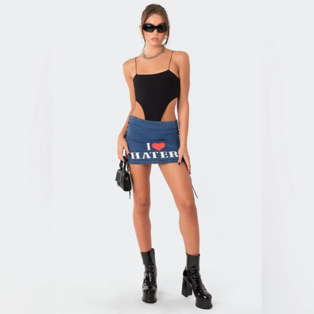 Edikted Camilla Ribbed High - Cut Bodysuit - Image 3