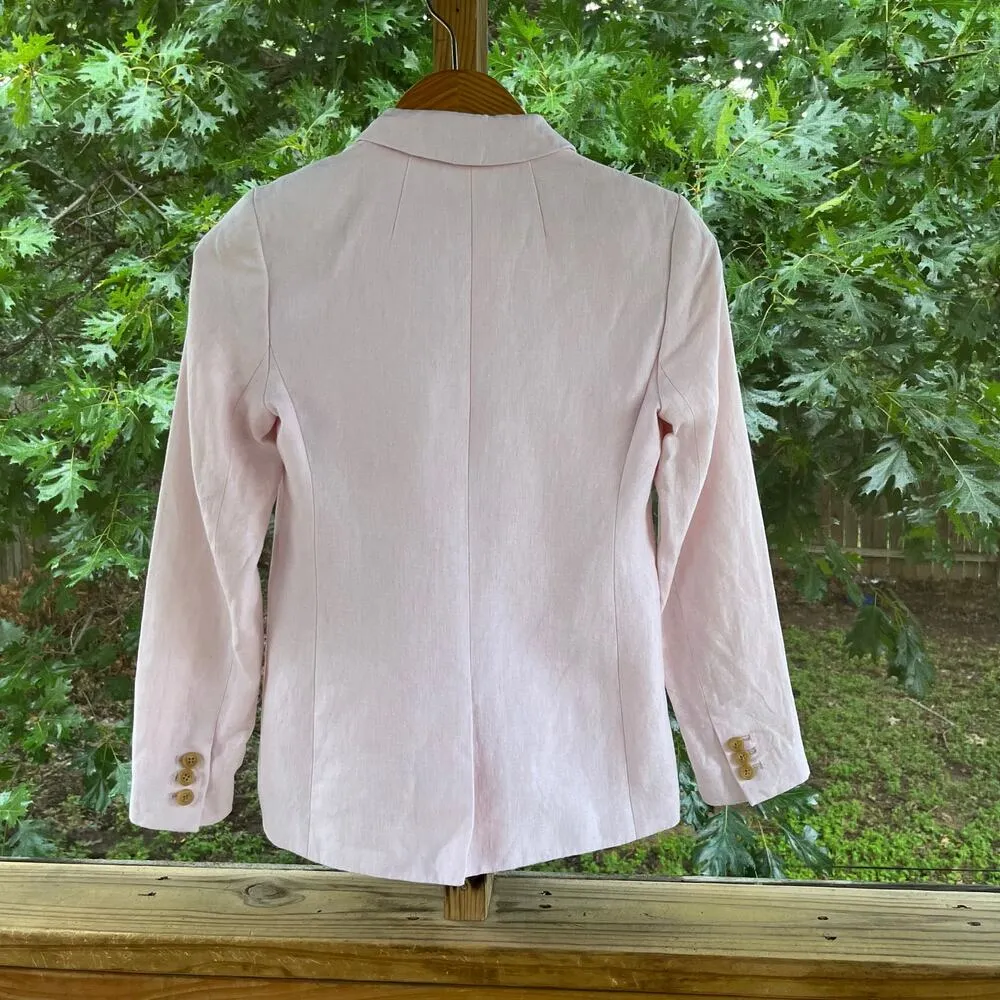 J.Crew J. By  Women's Pink Linen Blazer Size 00 - Image 2