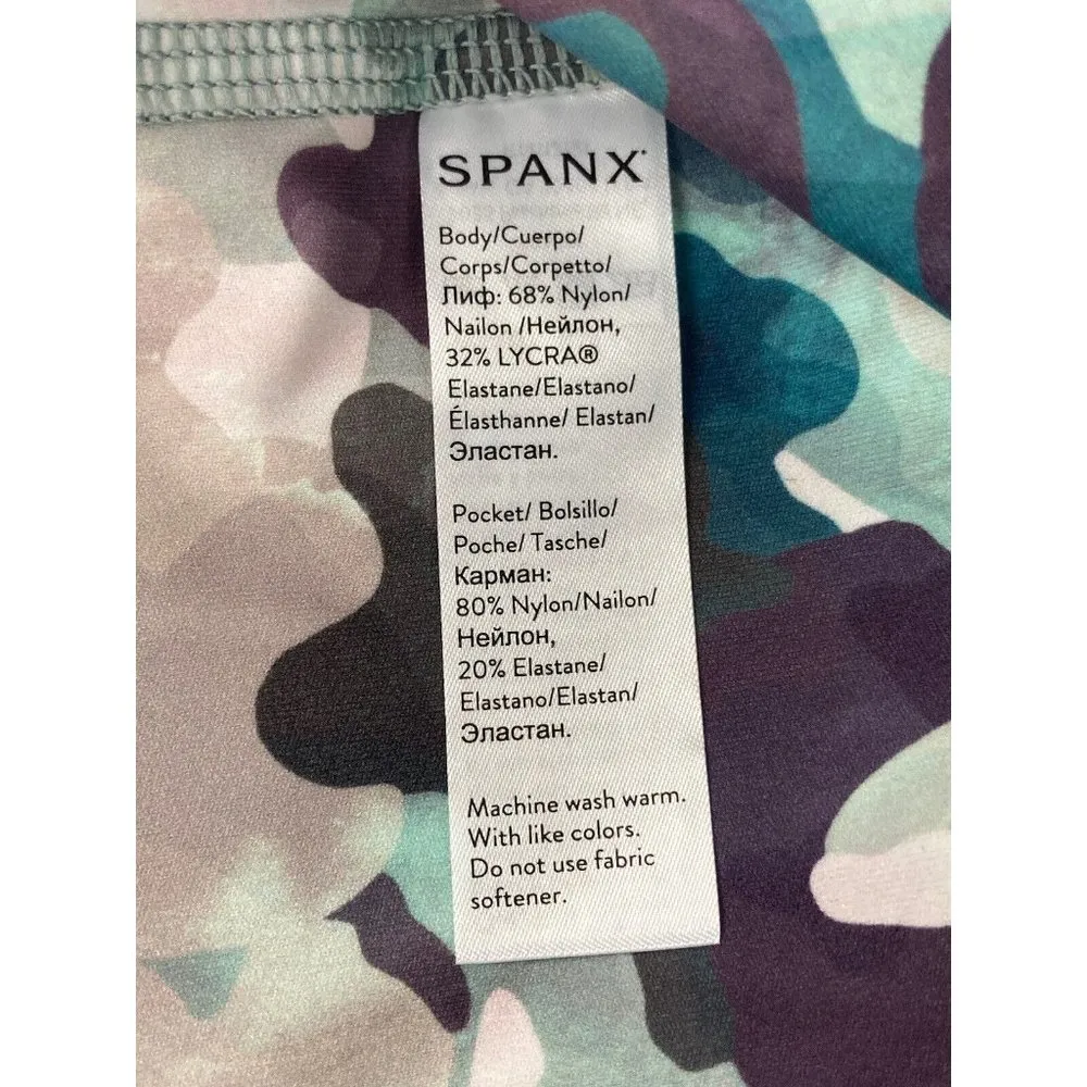 New Spanx Painted Camo Active Printed Legging 7/8 Length Womens M Green 50209R - Image 7