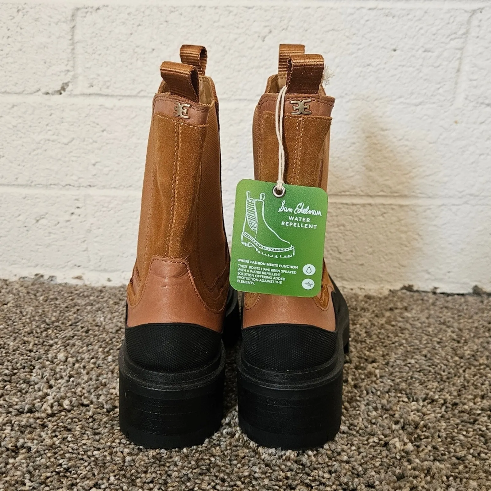 Sam Edelman Lulia Tan Suede Platform Lug Sole Chelsea Boots‎ Size 8 - Image 5