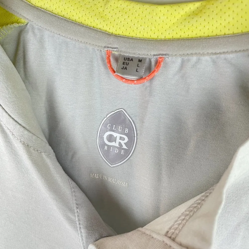 Club Ride Henley Bicycle Jersey Light Gray/Yellow w/ Back Pockets - Image 3