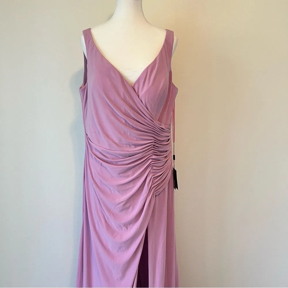 IEENA Mac Duggal Faux Wrap Thigh High Slit V-Neck Sleeveless Gown NEW Size 14 - Image 5