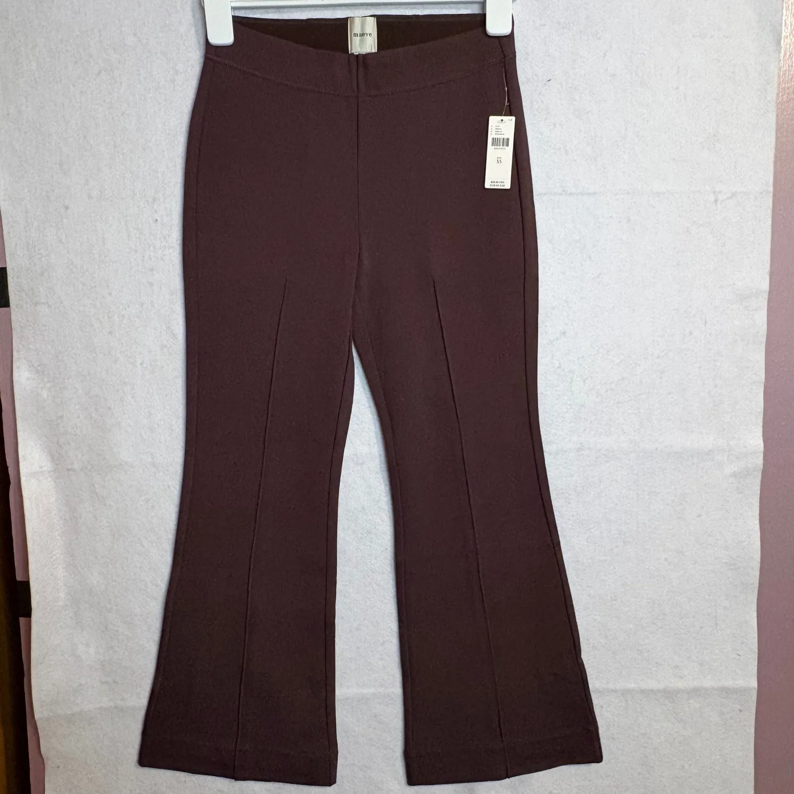 Maeve Anthropologie Brown Margot kick Flare cropped textured Pants XS Career - Image 2