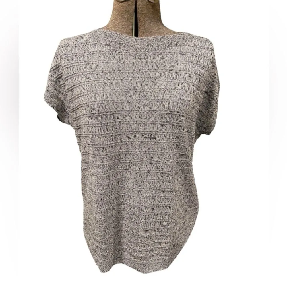 Talbots 100% Linen Sweater- Marled knit BLACK/WHITE – Women’s Medium Petite - Image 2