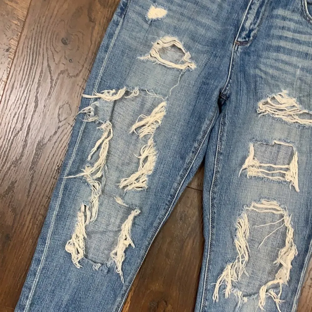 Lucky Brand Bridgette Skinny Busted Legs Distressed Light Wash Jeans - Image 3