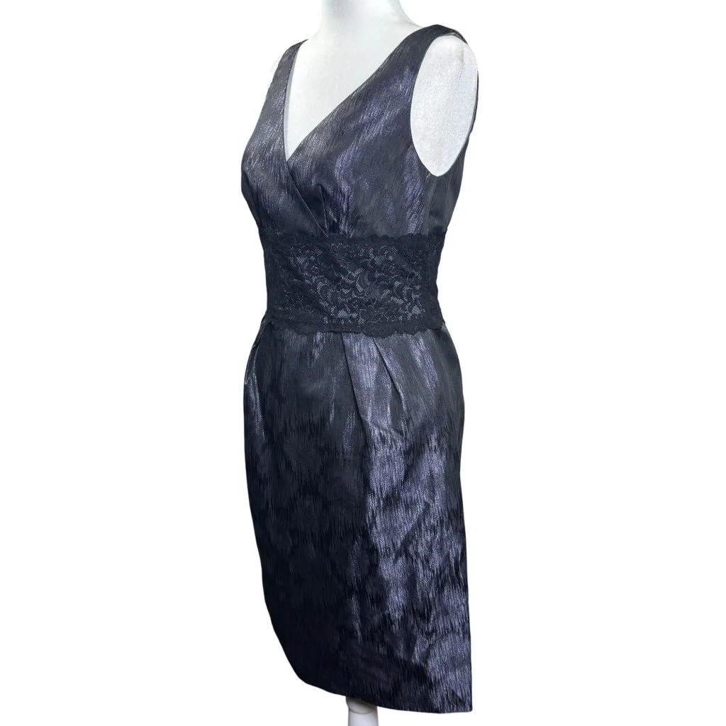 Maggy London Womens Dress Size 8 Lace Inset Metallic Brocade - Image 2