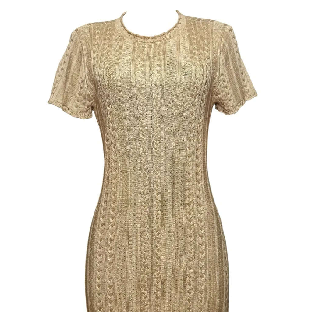 SHOW ME YOUR MUMU Valleta Knit Midi Dress, Gold Shimmer, Large - Image 8