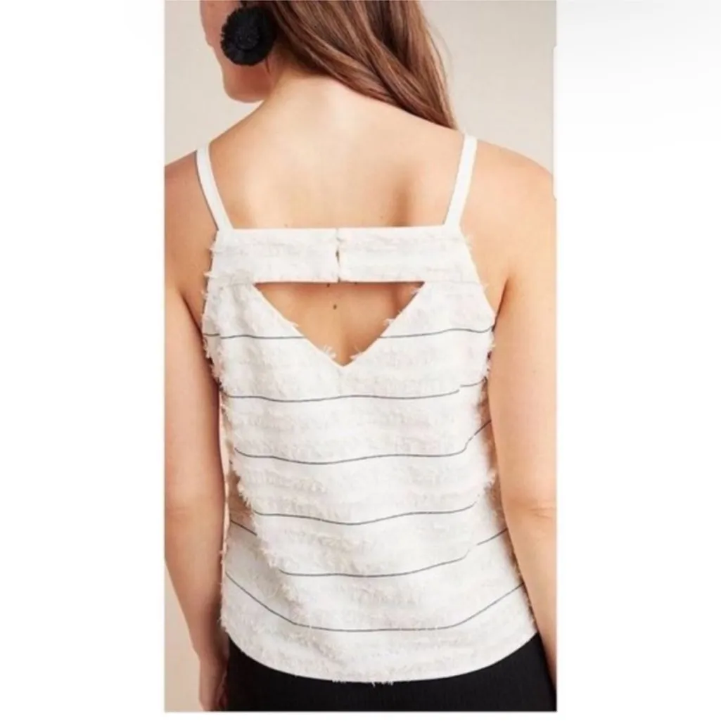 Anthropologie Maeve Quinn Fringe Tank Top Cream Size 10 - Image 2