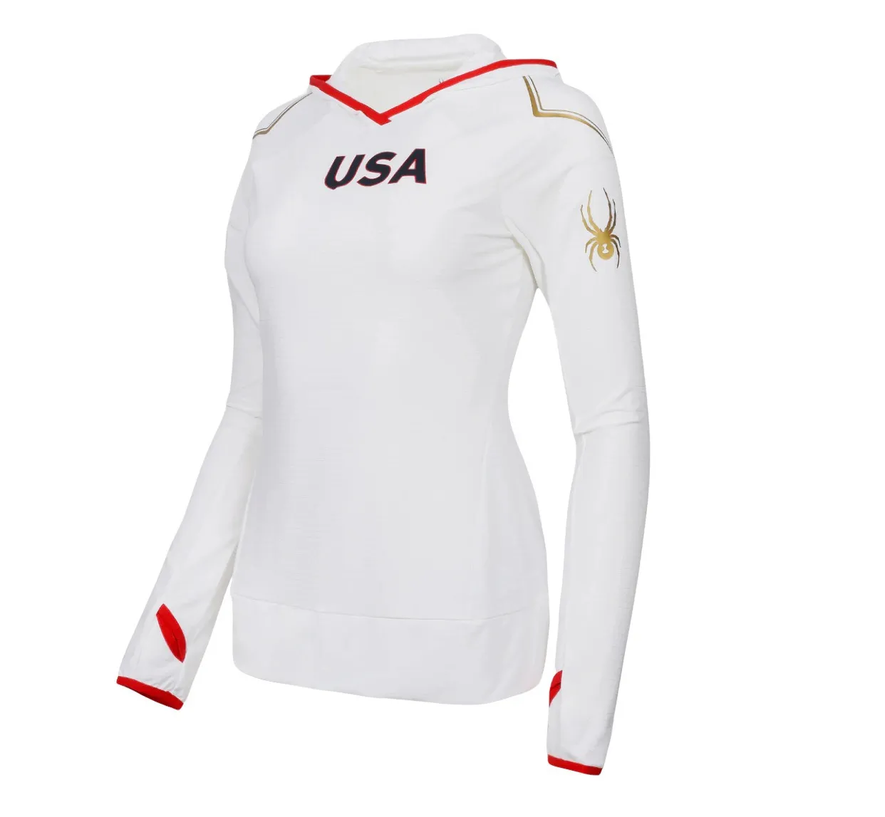 Spyder Women's National Sprynter Hoodie White/White/USA XS - Image 2