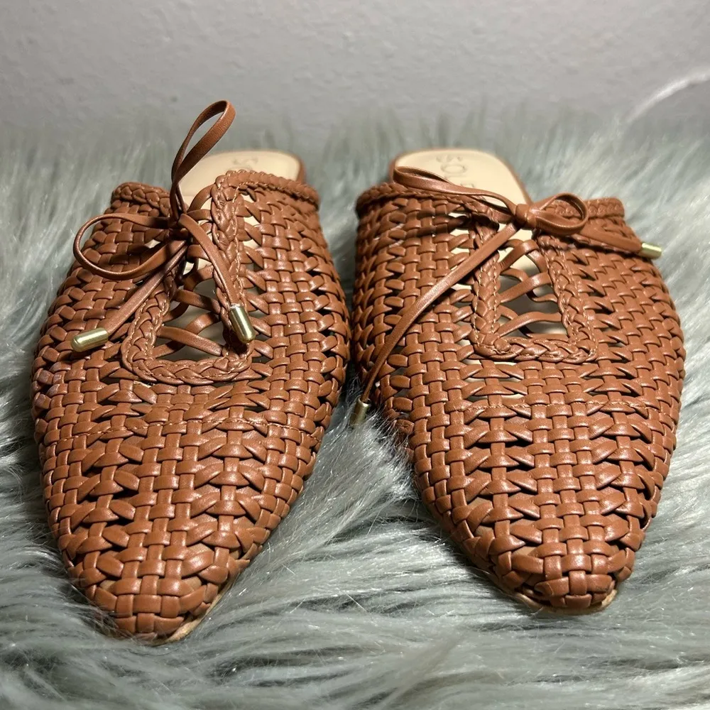 Sole Society Beylane Flat (Women) Woven Tan Mules Size 7M - Image 5
