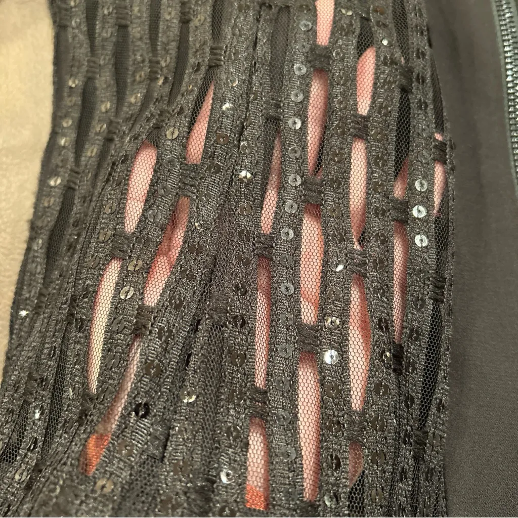 Alex Marie Black Zip-Up Jacket Mesh Allover Sequins Size S Party Holiday Church - Image 2