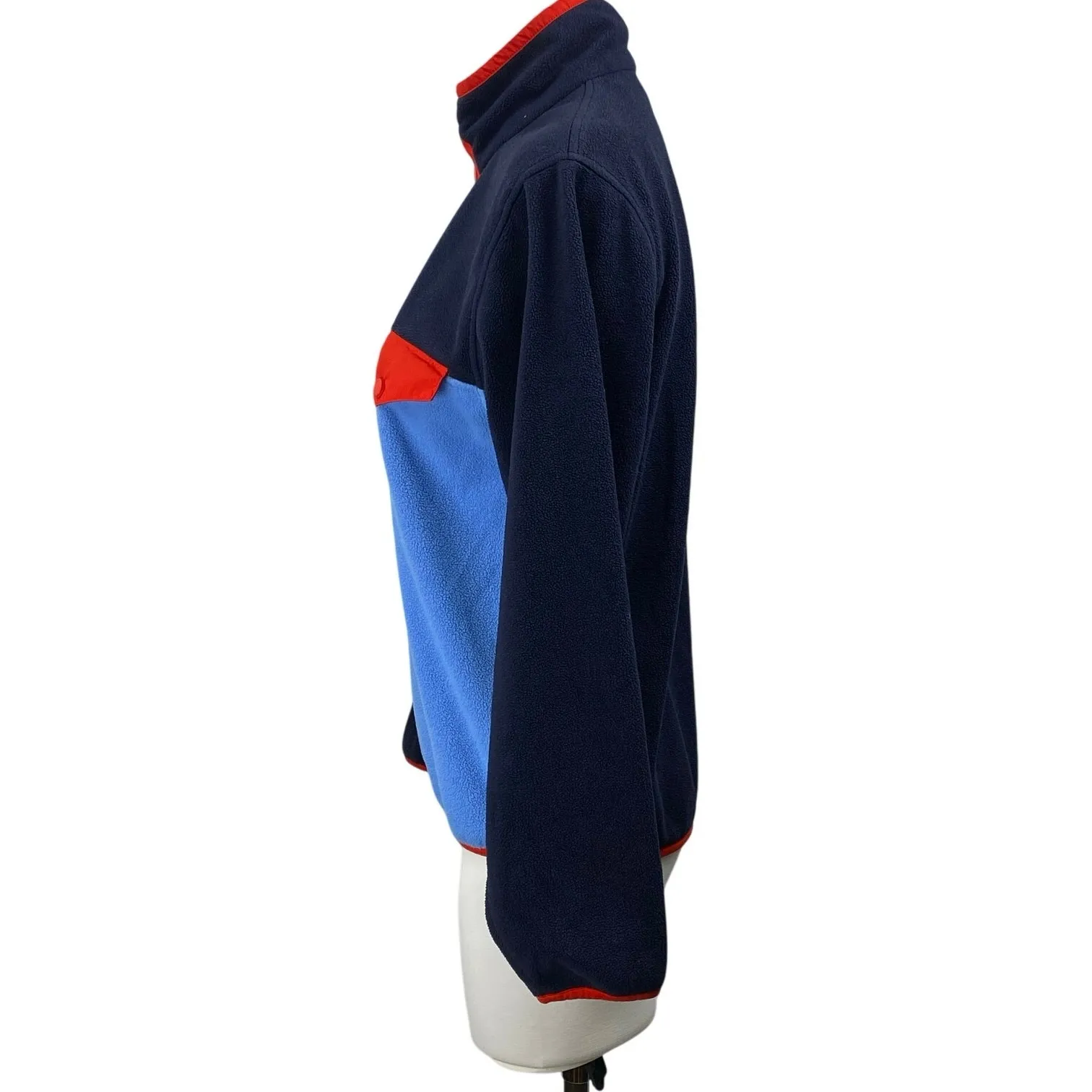 Tory Burch Tory Sport Blue Red Colorblock T-snap Fleece Sweater Jacket Size XS - Image 2