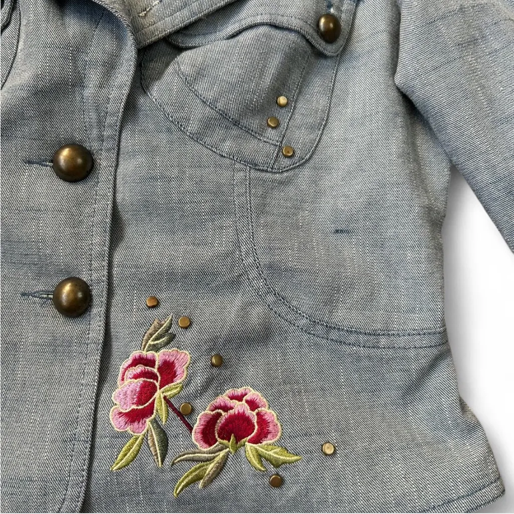Cello Bling Light Blue Denim Jacket with Floral Embroidery - Image 4