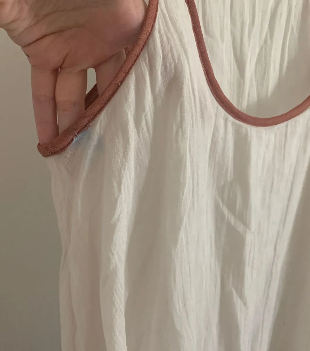 Women’s Small  White Blue Metallic Gold Dip Dye Ombré Trapeze Slip Beach Dress - Image 3