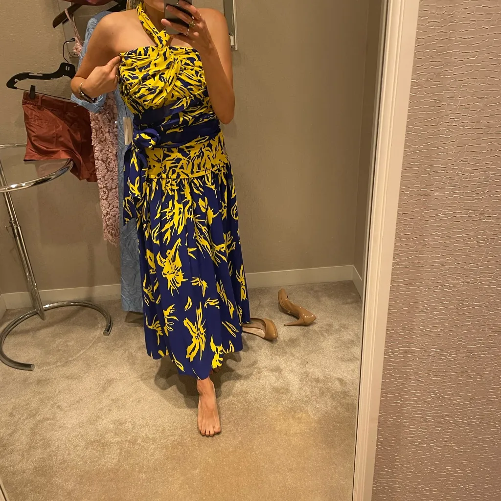 Proenza Schouler Dégradé floral halter dress | Cobalt Blue & Yellow - Image 6