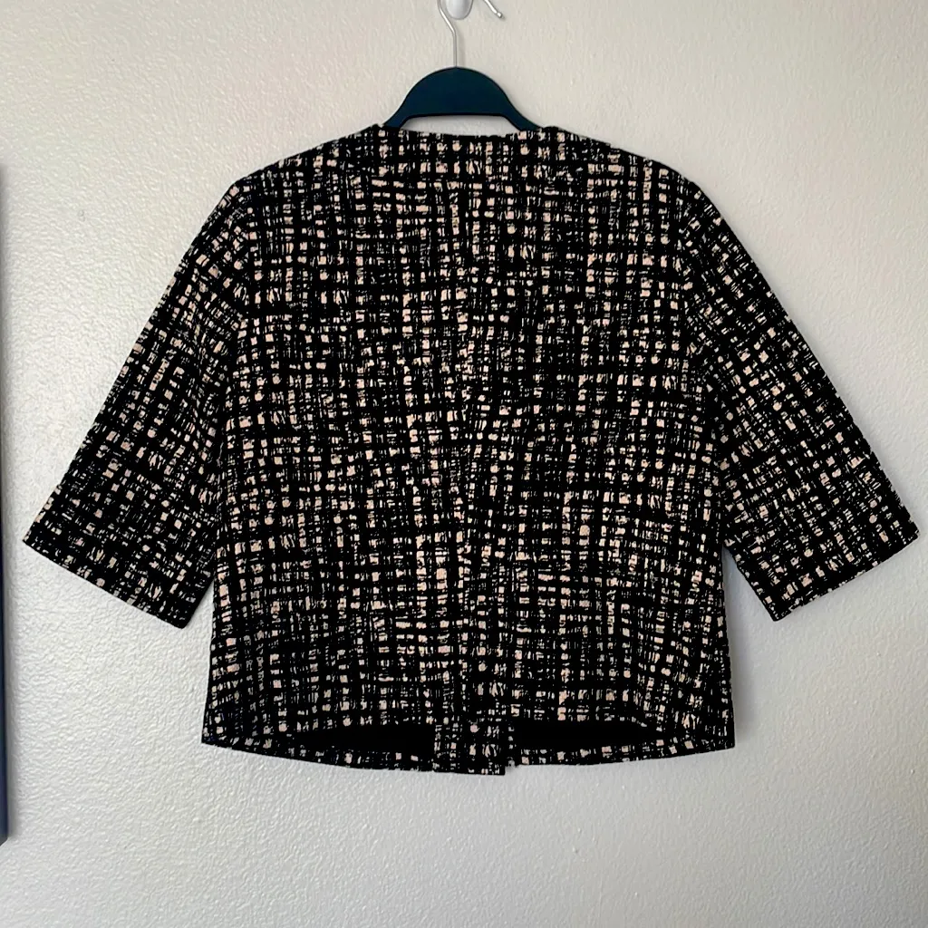 MICHAEL Michael Kors 3/4 Sleeve Black/Tan Snap Front Blazer/Jacket Size Medium - Image 7