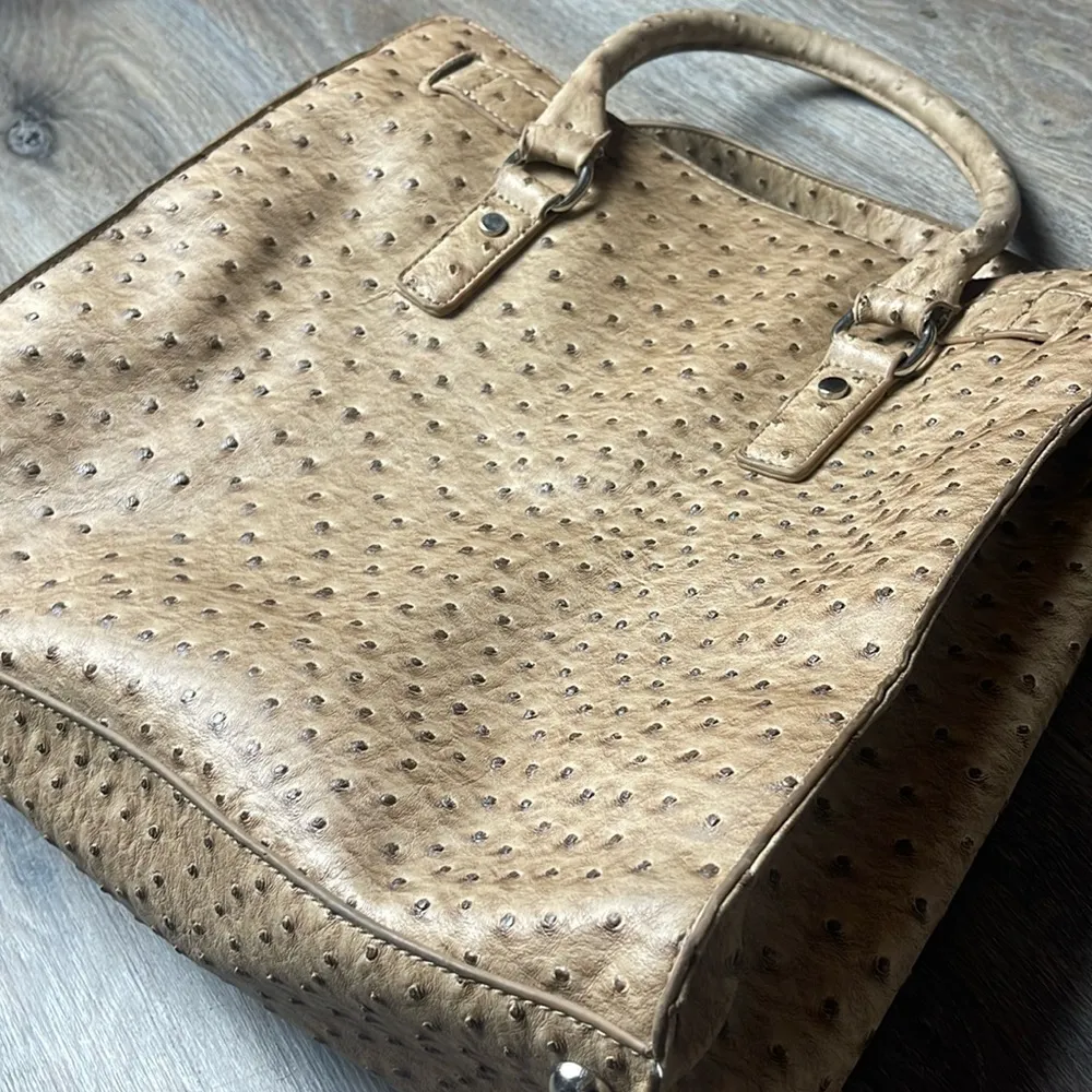 Faux Ostrich Bag Tan - Image 6