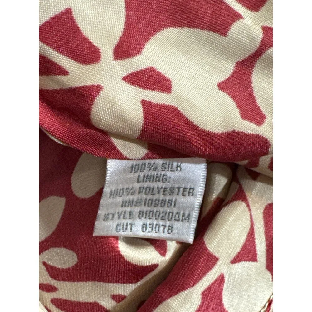 Donna Ricco Pomegranate Floral Silk Sweetheart Neck Empire Waist Dress Women's 8 - Image 12