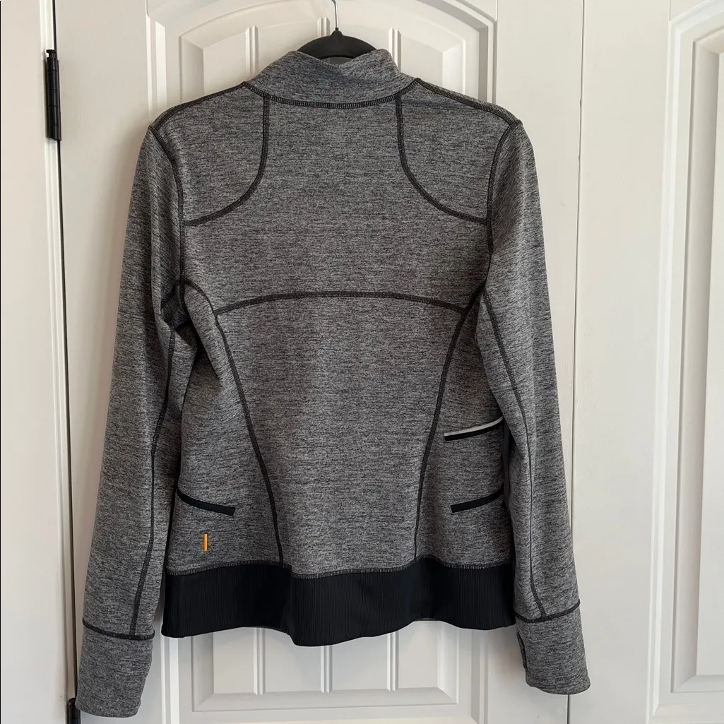 LUCY TECH Womens Grey/Black Workout Athletic Zip Up Jacket Size Medium Gray - Image 2