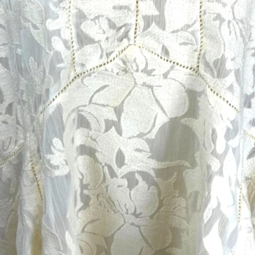 Anthropologie Vanessa & Virginia Ivory Lave Boho Tunic Sheer Handkerchief Hem - Image 11