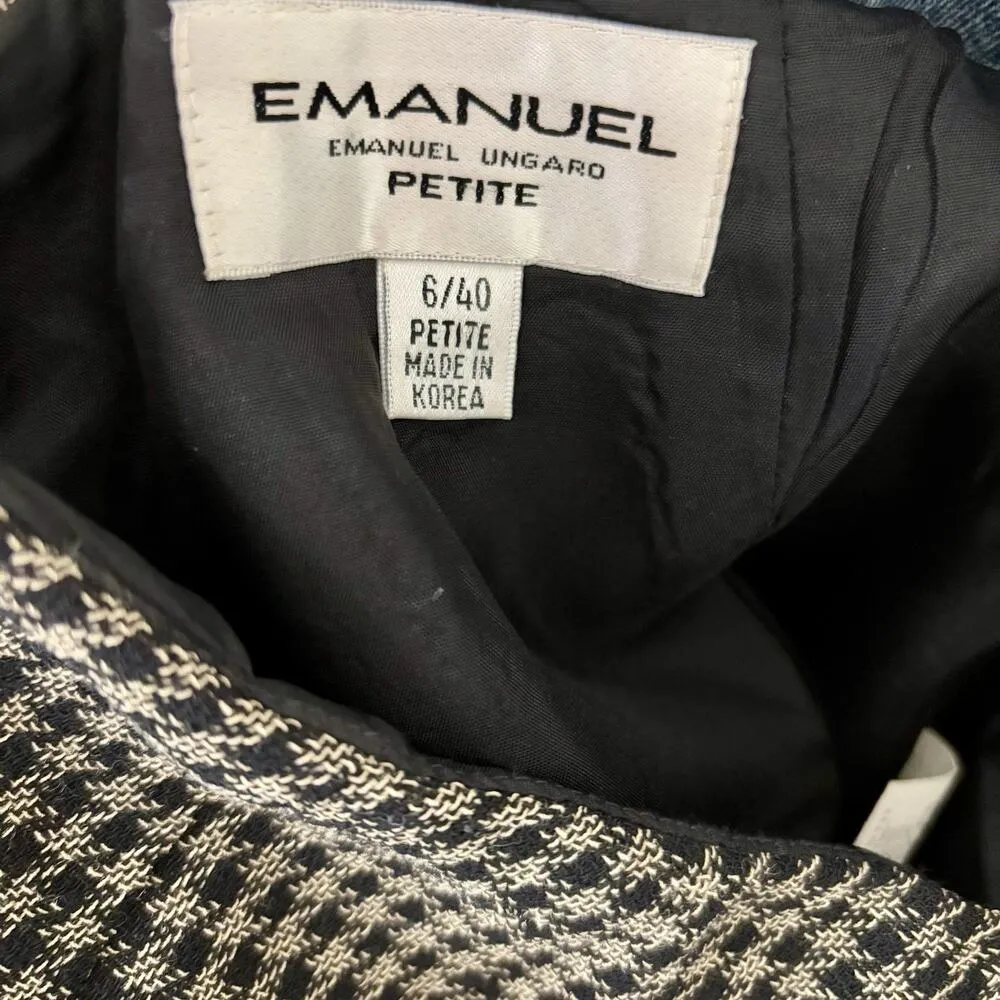 Vintage Emanuel Ungaro Size 6 Petite Gray 100% Wool Houndstooth Wrap Mini Skirt - Image 2