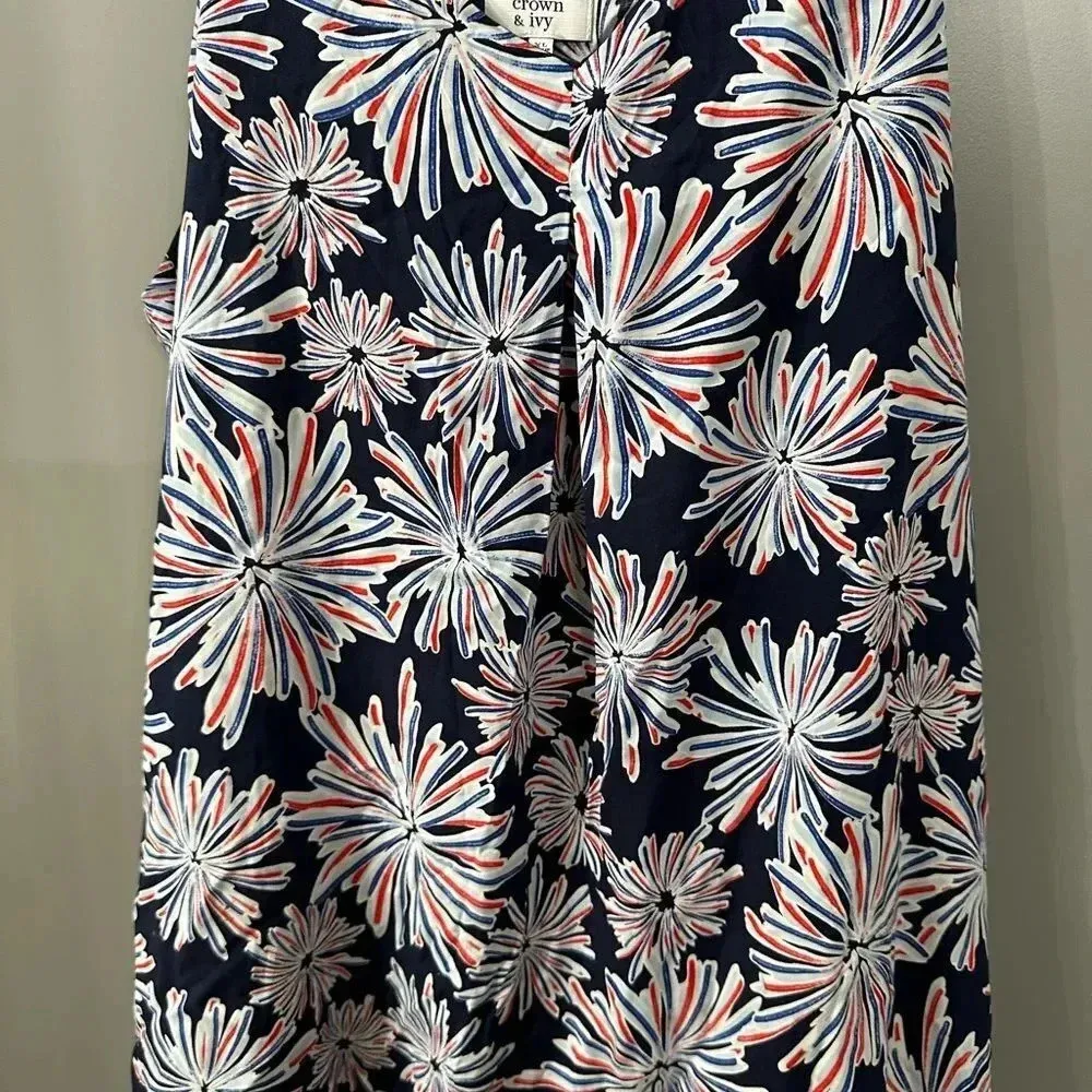 Crown & Ivy Dress Firework Red White and Cute Flyback Size XL July 4th - Image 4