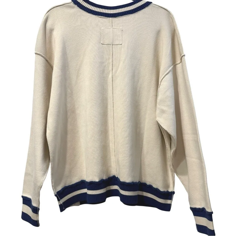 NWT We The Free People Varsity Cardigan Oversized‎ Sweater Ivory Ecru XS - Image 7