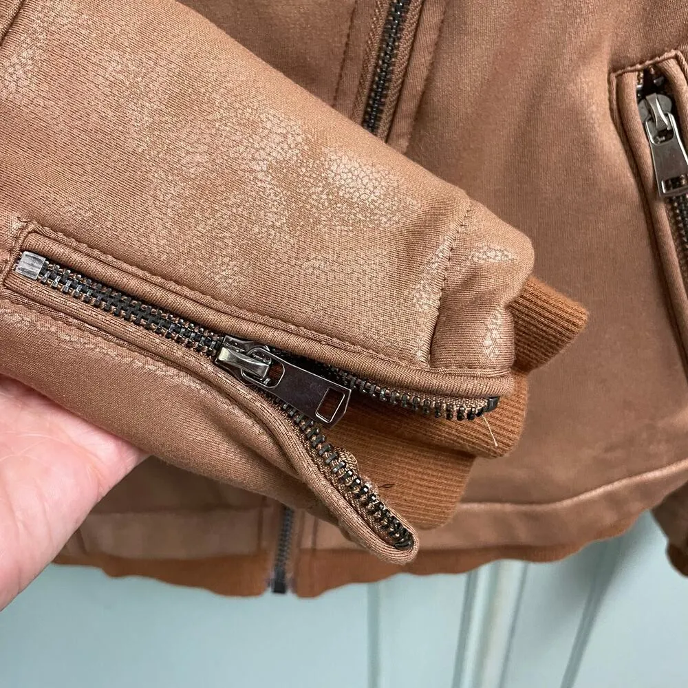 Dance & Marvel Asymmetric Zip Jacket Faux Suede Moto Edgy Streetwear Small - Image 3