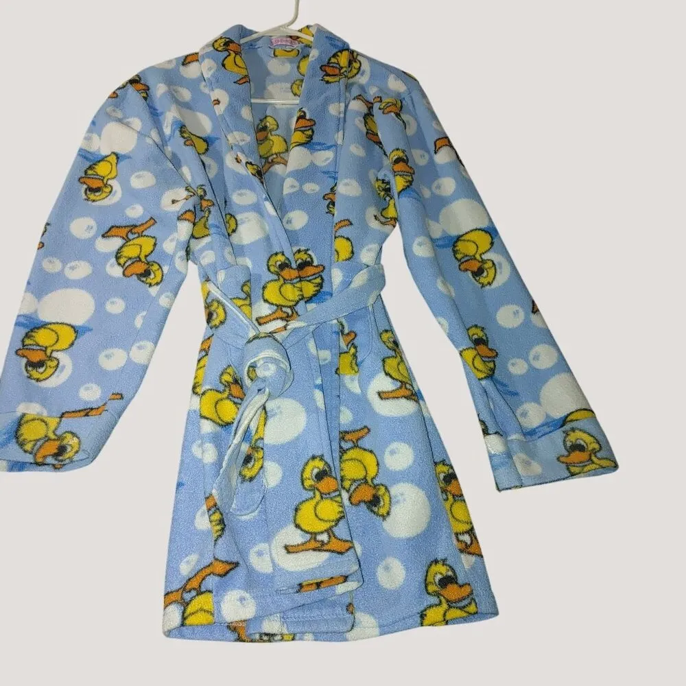 Kenzie Cloe Girls Blue Fun Rubber Duck Ducky Fleece Robe Belt ML Yellow Size XL - Image 2