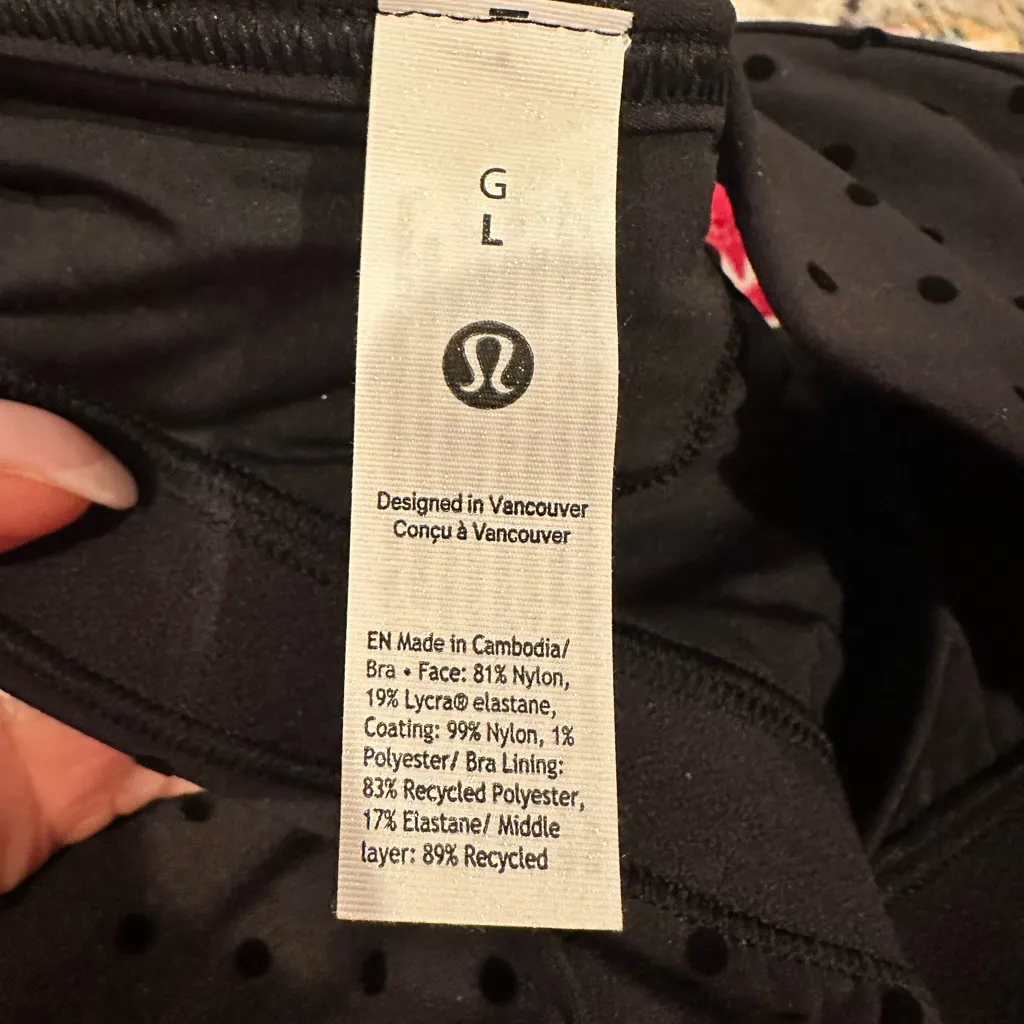 Lululemon Flocked Polka Dot Flow Y SportBra C/D Cup Evolve Size L - Image 7