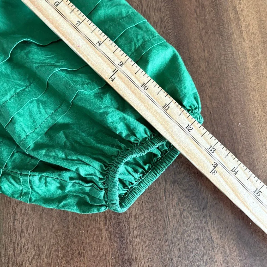 LaRoque Green Cotton Alia Top Size S Puff Sleeve Lightweight Minimalist Spring - Image 9