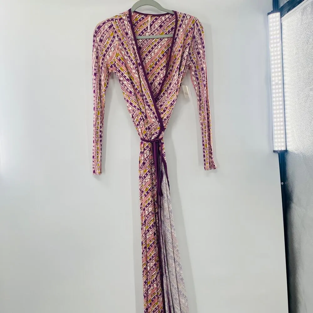 NEW Free People Womens Phoebe Printed Wrap Maxi Dress Extra Small Costal Cowgirl - Image 10