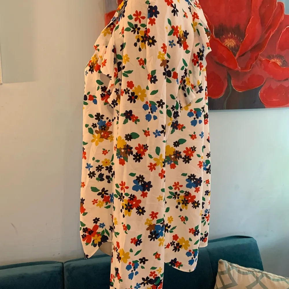 Kate Spade White Sailing Floral Ruffle Blouse Top size Small Top - Image 3