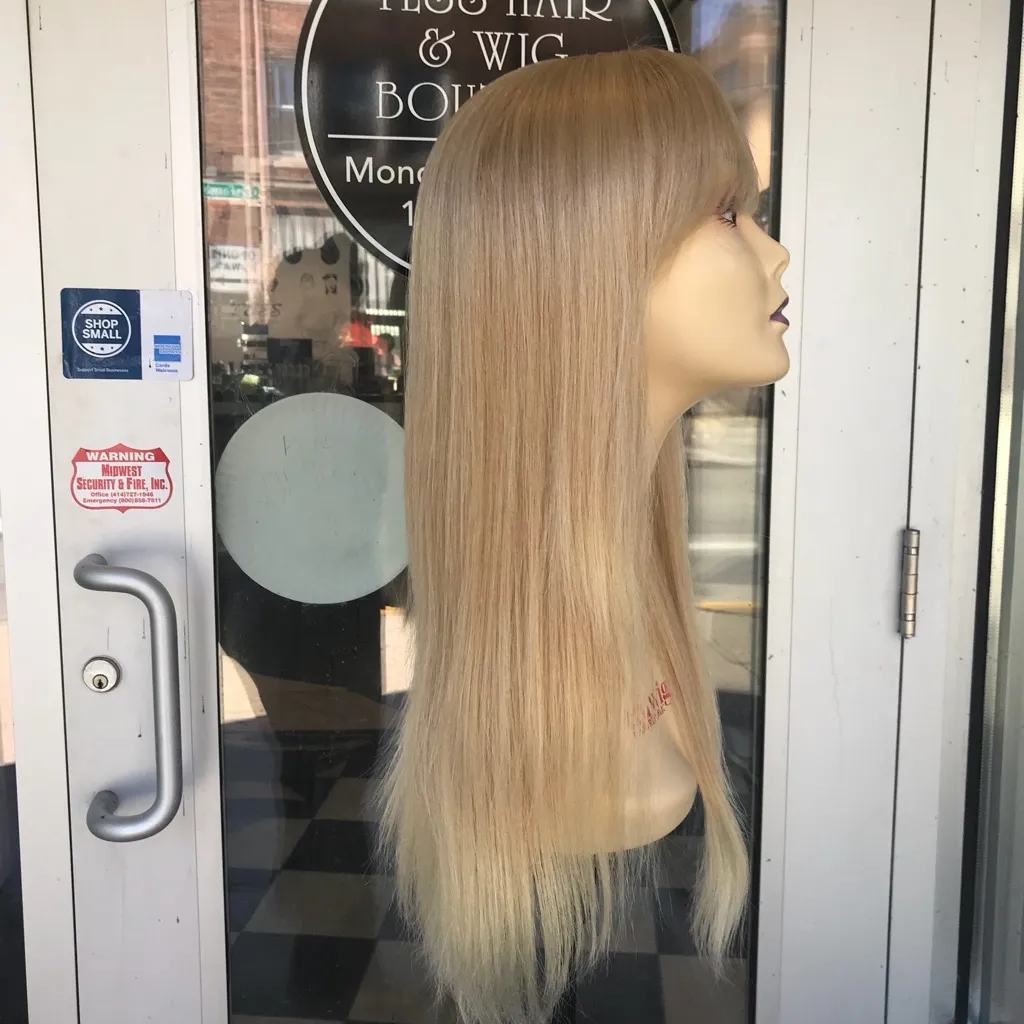 27/613 Blonde wig human hair bangs Long 2020 - Image 5