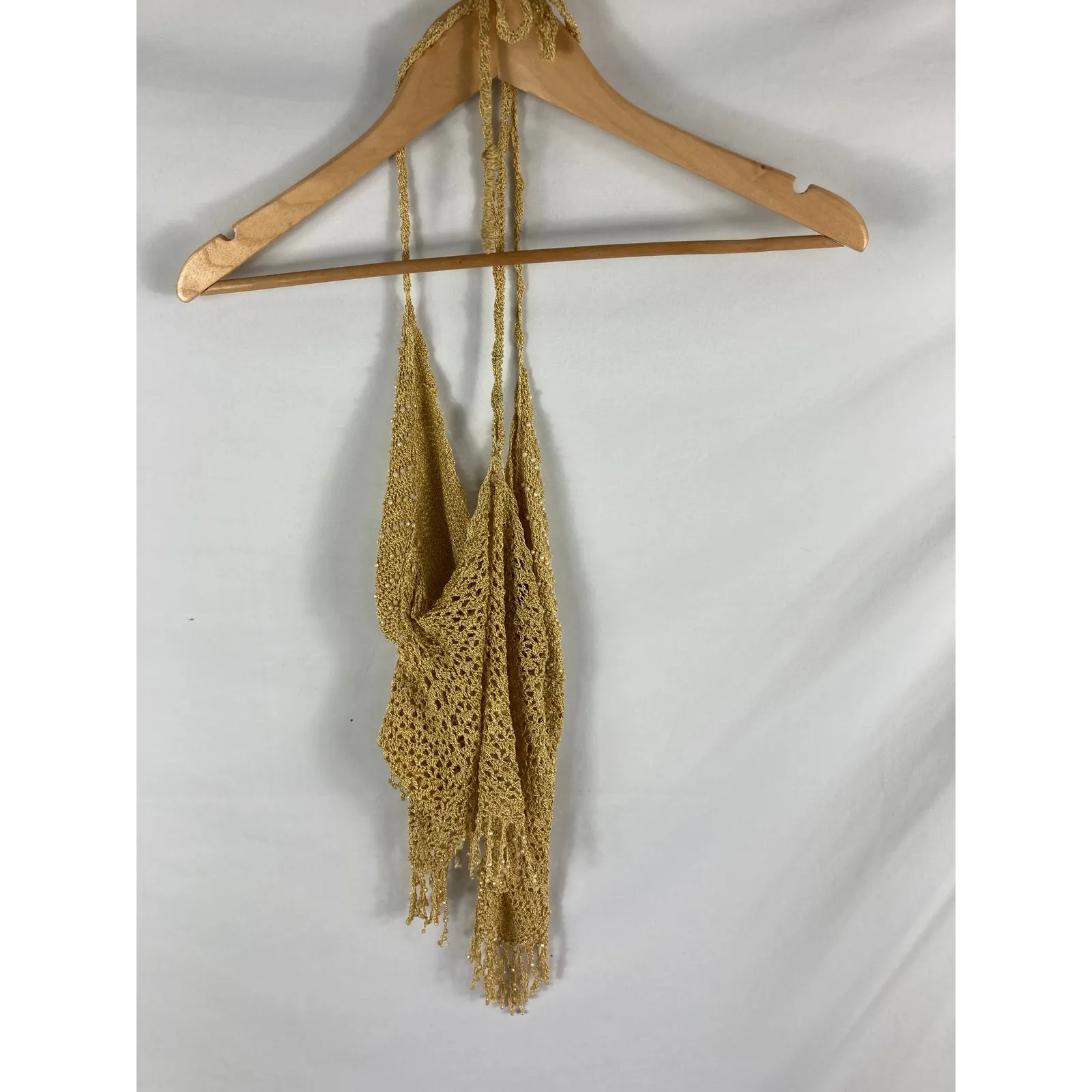 Boho Knit Beaded Festive Crop Top Size Small - Image 3