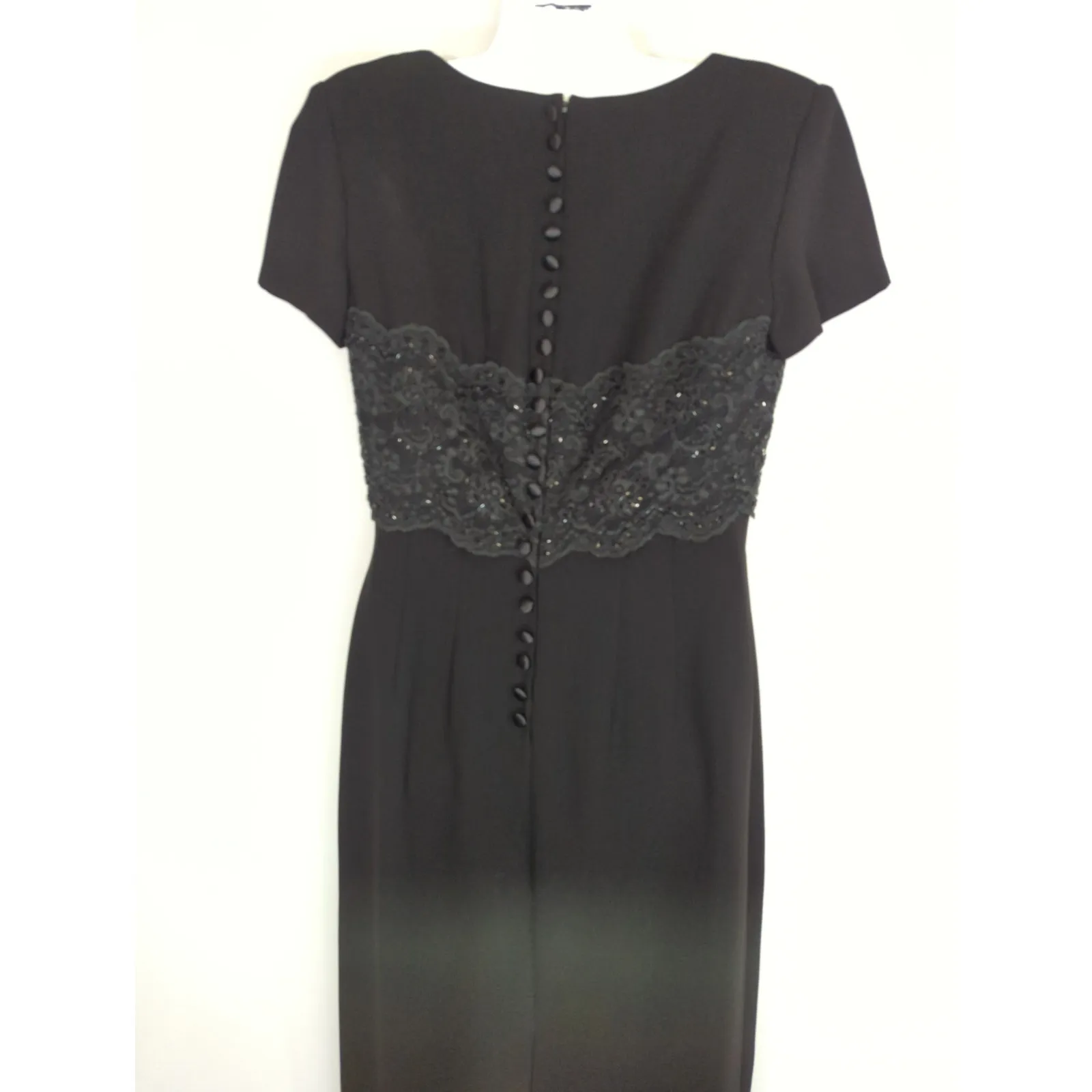 Donna Morgan Lacey Full Length Column Gown - Size 8 - Black Formal Wedding Gala - Image 6