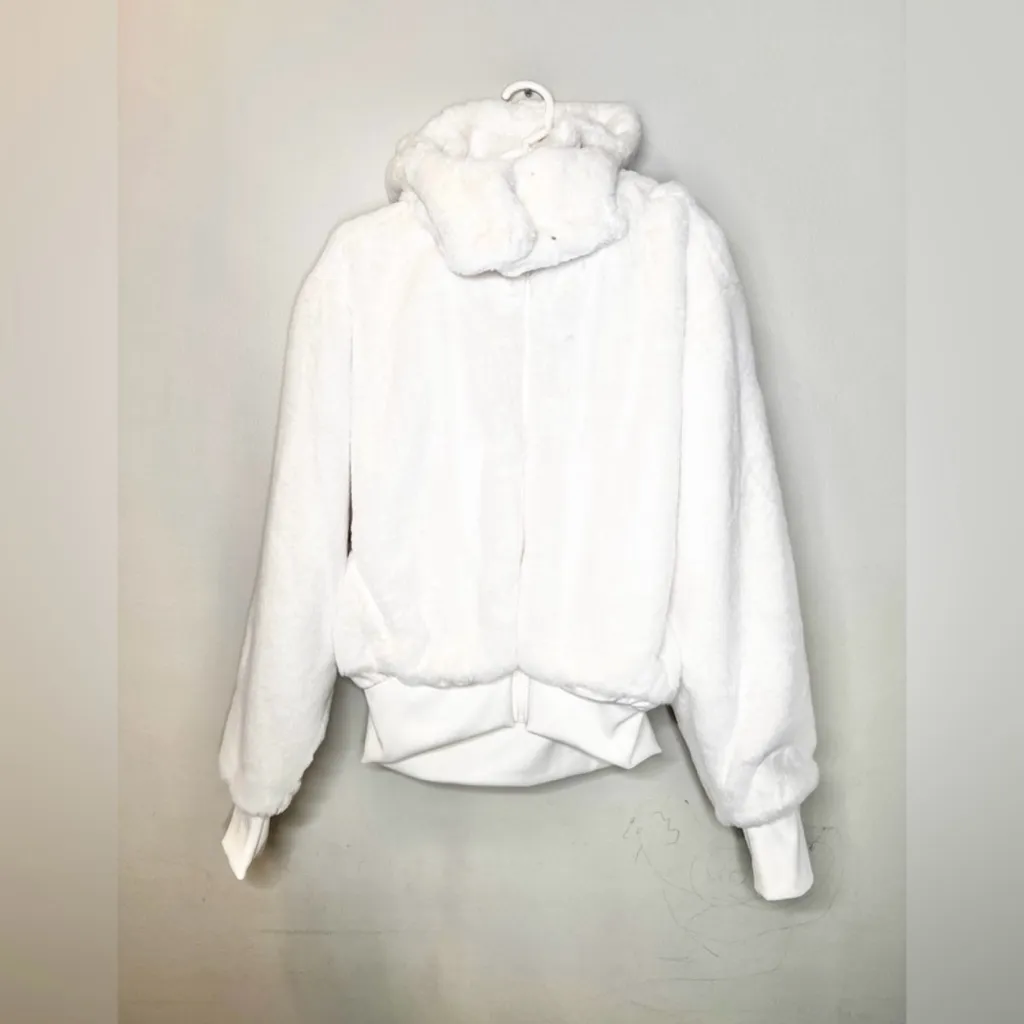 Alo Yoga Foxy Faux Fur Jacket Ivory white With Removable Hoodie Size XS - Image 5