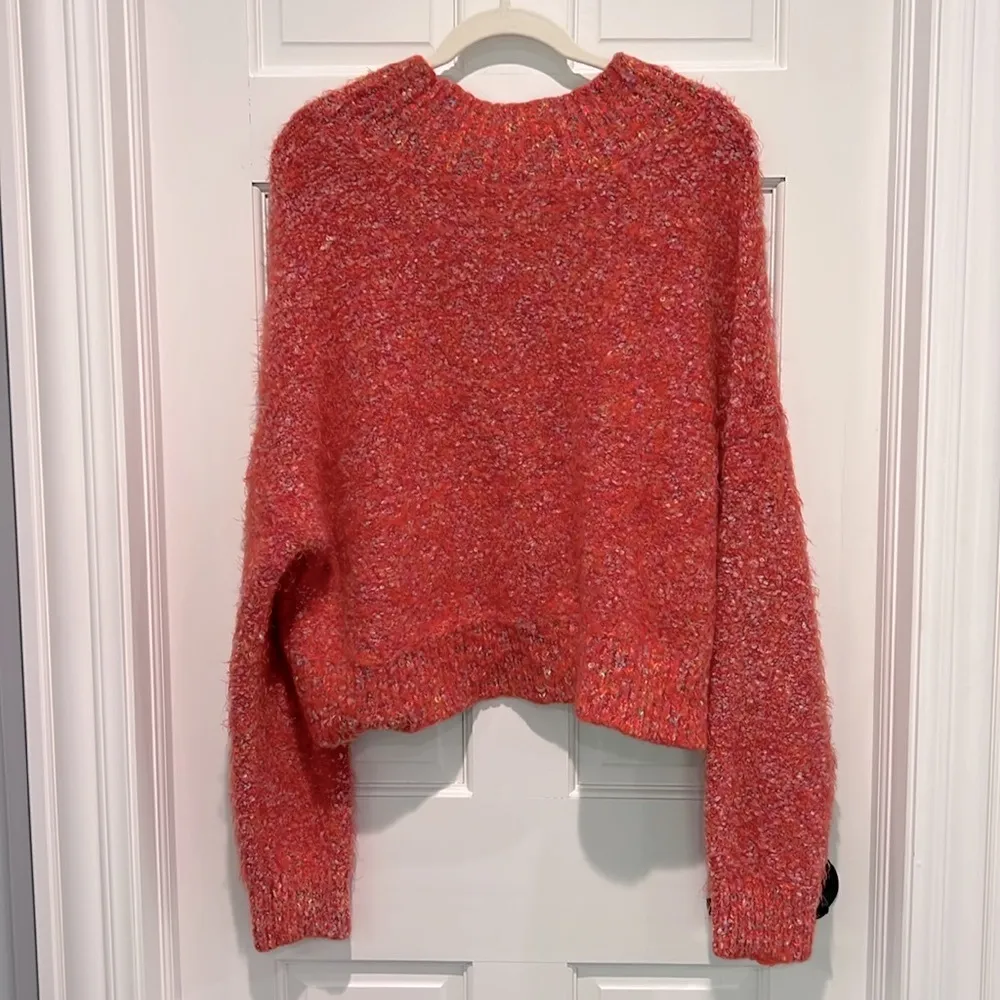 Free People Stardust Pullover Marled Mock Neck Sweater Flame Combo Large - Image 5