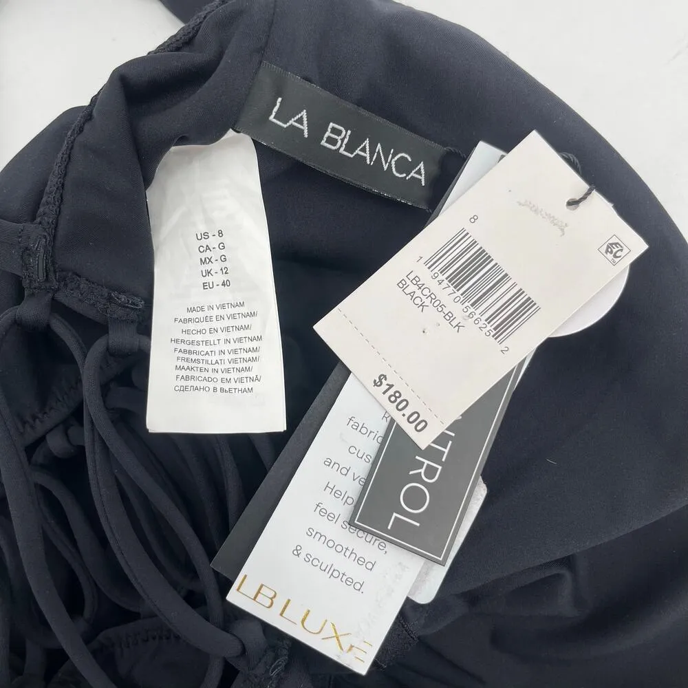 LA BLANCA Luxe Swimsuit SZ 8 Black One Piece NWT Swim Tummy Control Compression - Image 7