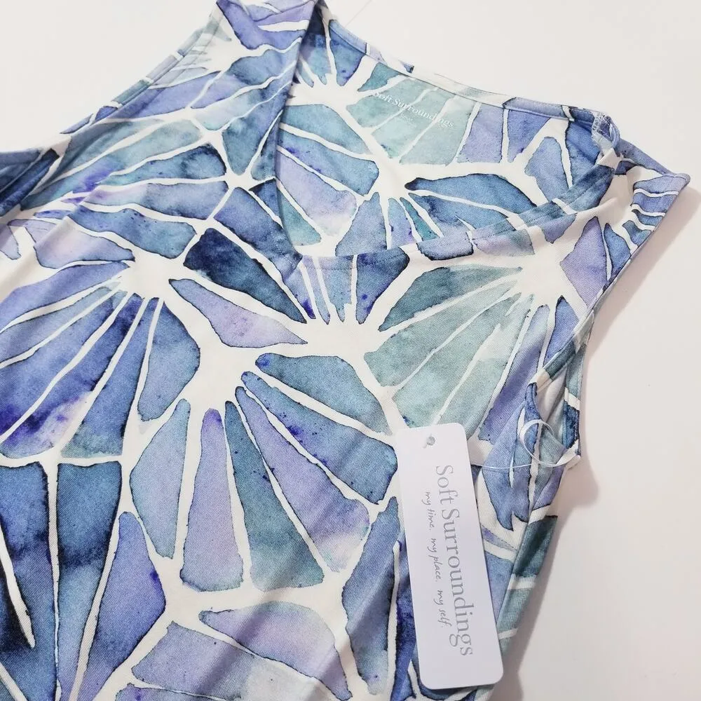 Soft Surroundings Women size Small Castel Maxi Dress Blue White - Image 3