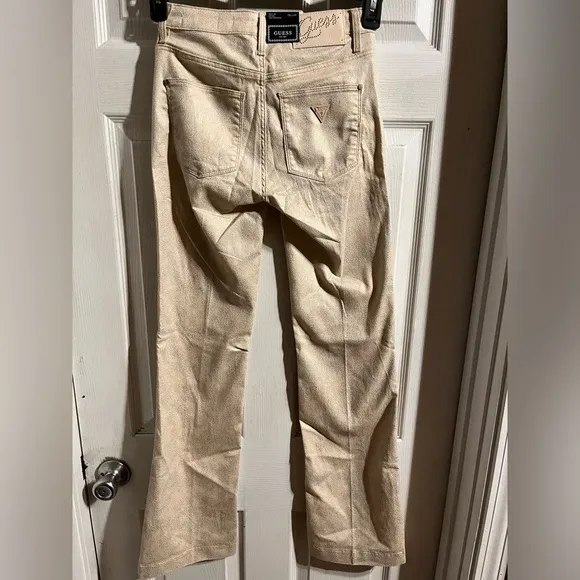 GUESS SEXY BOOT CUT METAL JAGUAR PRINTED JEANS SIZE 26 X 32‎ MID RISE NWT - Image 2
