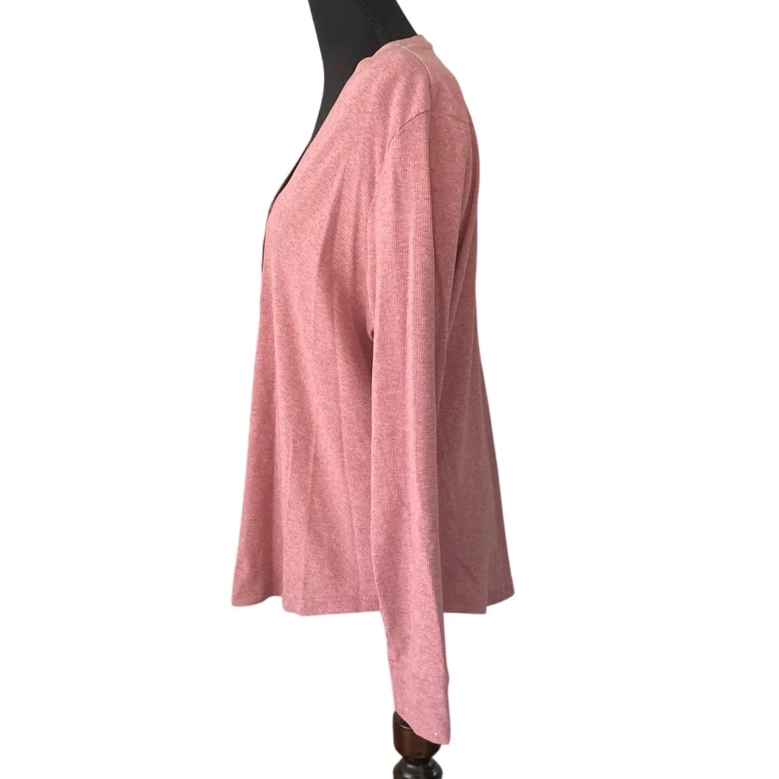 Bass Pink Ribbed Henley Long Sleeve Top Womens XXL Cotton Blend Casual Size 2X - Image 3