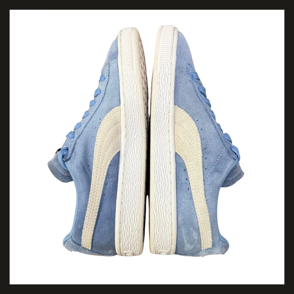 PUMA Suede Classic Blue Cream Low Top Sneakers Womens Size 6 | Art 355462-64 EUC - Image 6