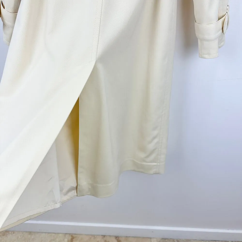 Club Monaco Soft Twill Trench Coat Cream Long Belted Classic Minimalist XXS - Image 14